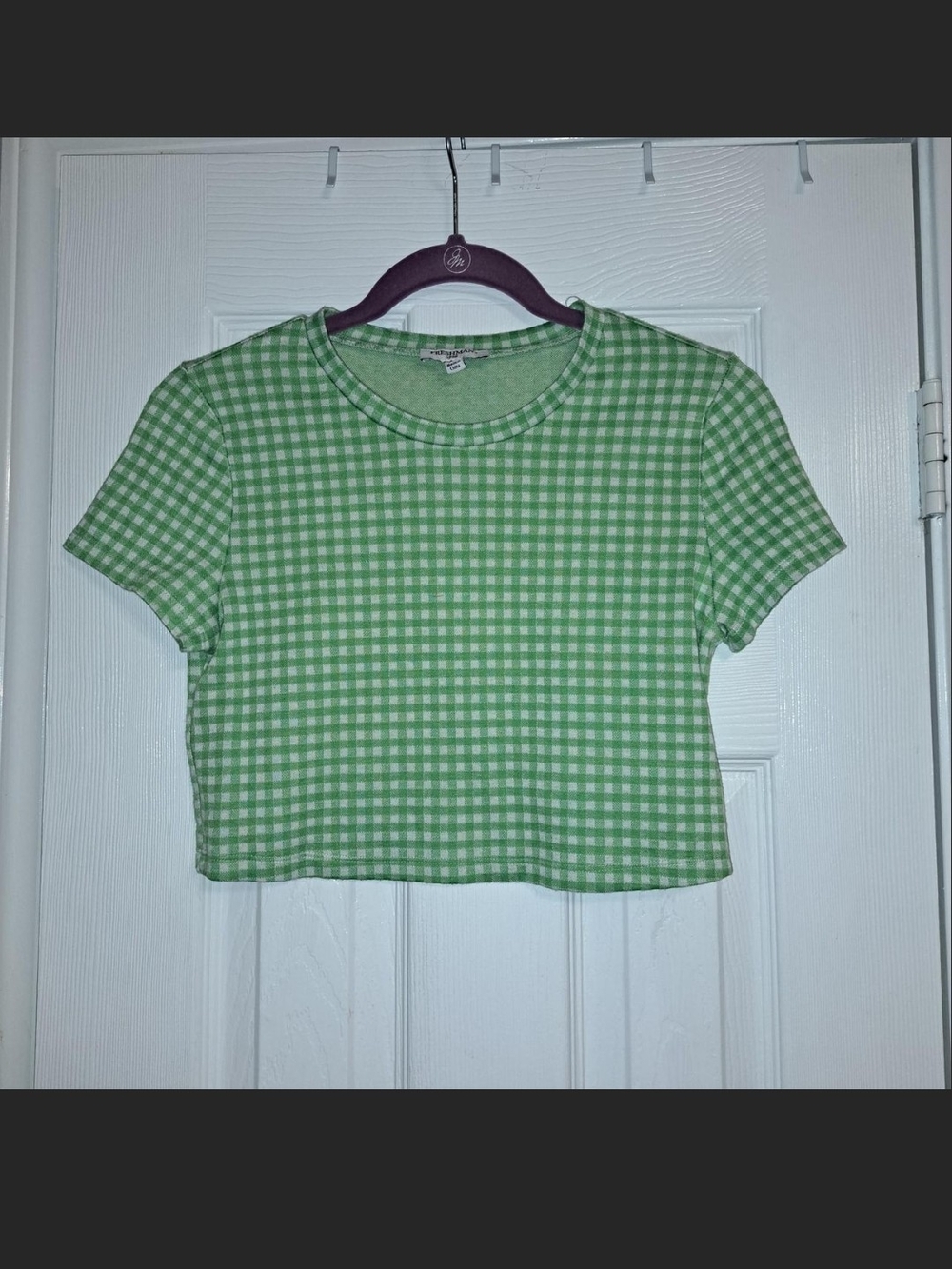 Freshman Green Gingham Short Sleeve Top